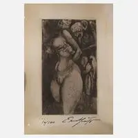 Prof. Ernst Fuchs, "Der Tod und das Mädchen", Radierung auf einer Silberplatte