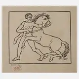 Aristide Maillol, Pferdebändiger, Holzschnitt