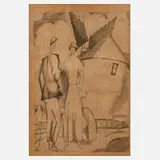 Jean Emile Laboureur, Paar vor Windmühle, Kupferstich