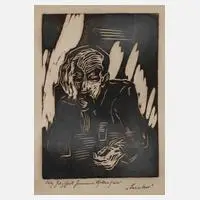 Hermann Mollenhauer, "Trinker", Holzschnitt