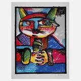 Otmar Alt, Katzenportrait, Farbsiebdruck