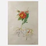 "Dahlia Unicornis" by Salvador Dalí, Radierung und Aquarell auf Japanpapier, sold Aug 2022