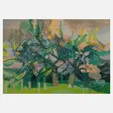 Prof. Camille Hilaire, Sommerlicher Garten, Farblithographie
