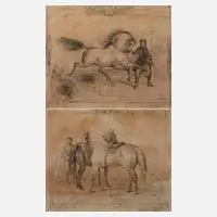 Joseph Achhalter, Zwei Pferdedarstellungen, 1849, Bleistift auf Papier