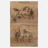 Joseph Achhalter, Zwei Pferdedarstellungen, 1849, Bleistift auf Papier