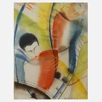 Beuhne, Figurale Szene, Pastellkreiden auf Papier