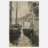Edward Theodore Compton, Am Gardasee, Tuschezeichnung
