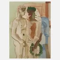 Edvard Frank, Zwei Akte, Aquarell