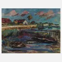Kittel, "Riepe bei Emden im Schlick", Aquarell und Deckfarben
