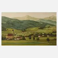 Max Radler, Bayerische Voralpenlandschaft, Mischtechnik