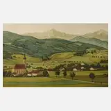 Max Radler, Bayerische Voralpenlandschaft, Mischtechnik