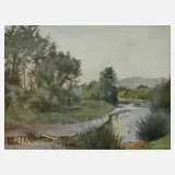 Prof. Karl Rössing, "Donauarm", 1938, Aquarell und Deckfarben
