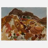 Richard Schreiber, Spanische Landschaft, Aquarell und Tusche