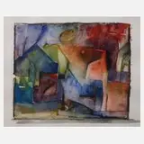 Peter Willmaser, Häuserzeile, 1973, Aquarell