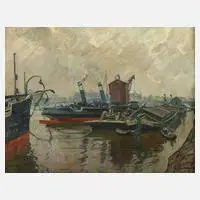 Elisabeth Andrae, "An der Elbe", Öl auf Leinwand