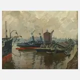 Elisabeth Andrae, "An der Elbe", Öl auf Leinwand