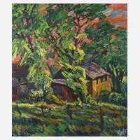 Fredo Bley, Sommerabend, 1977, Öl auf Hartfaserplatte