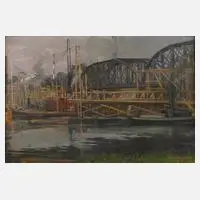 Richard Estler, "Brückenbau", 1926, Öl auf Leinwand