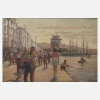 Am Hafen by Hermann Kohlmann, Öl auf Pappe, sold Aug 2022