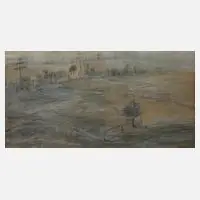 Ernst Lewinger, Neblige Landschaft, Tusche