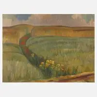 Rolf Krause, Landschaft mit Feldern, Öl auf starker Pappe
