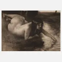 Prof. Max Pietschmann, Am Weiher, 1900, Radierung auf gewalztem Chinapapier