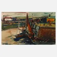 Richard Pusch, Elblandschaft, Aquarell