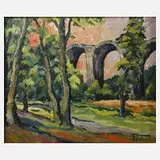 Gerhard Schöpplein, Pirker Brücke, Öl auf Hartfaserplatte