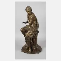 Henry Étienne Dumaige, "Suzanne surprise au bain", 1874, Bronze