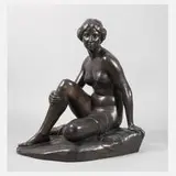Rudolf Kaesbach, großer sitzender Damenakt, 1873, Bronze