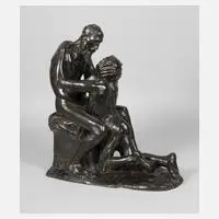Constantin Meunier, "Der verlorene Sohn", Bronze in mehreren Schichten dunkel patiniert