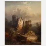 Franz Emile Herman Krause, "Aus Oberlahnstein", Öl auf Leinwand und Keilrahmen