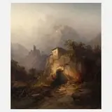 Franz Emile Herman Krause, "Ruine zu Tressburg", Öl auf Leinwand und Keilrahmen