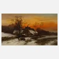 E. Lenz, Winterabend, Öl auf Leinwand