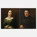 Andreas Mayr, Paar Biedermeier-Portraits, 1845, Öl auf Leinwand
