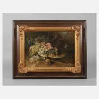 Anna Peters, Wildblumen mit Weinbergschnecke, Öl auf Holzplatte