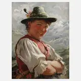 Emil Rau, Bayerische Maid, Öl auf Holzplatte (?)
