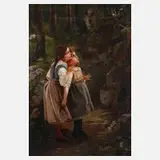 E. Rother, Staunende Kinder im Wald, Öl auf Leinwand