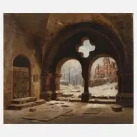 Alb. Sturm, Winterliches Klosteridyll, Öl auf Leinwand und Keilrahmen