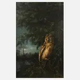 A. Wiemer, Eule im Baum, Öl auf Leinwand