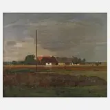 Giulio Beda, "Abendlandschaft", Öl auf Holztafel