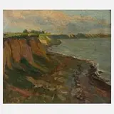 Gertrud Berger, "Küste bei Arkona", Öl auf Karton