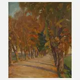 Richard Burkhardt-Untermhaus, Allee im Sonnenlicht, Öl auf Leinwand
