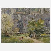 Heinrich Gans, Park in München, Öl auf Pappe