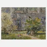 Heinrich Gans, Park in München, Öl auf Pappe