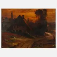 Hermann Garling, Dorflandschaft, Öl auf Leinwand