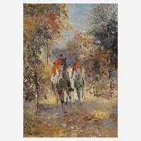 Ludwig Gschosmann, "Morgendlicher Ausritt", Öl auf Leinwand