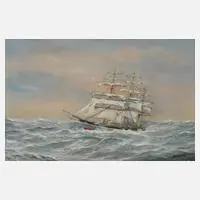 John Hamilton, Segelschiff, Öl auf Sperrholzplatte
