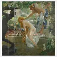 J. Jacub, Susanna und die beiden Alten, Öl auf Leinwand