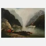 Prof. Alfred Jensen, Fjordlandschaft, 1909, Öl auf Leinwand